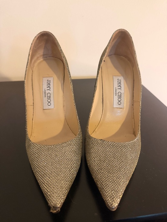 Jimmy Choo Silver Glitter Pointed-Toe Stilettos - Picture 2 of 5